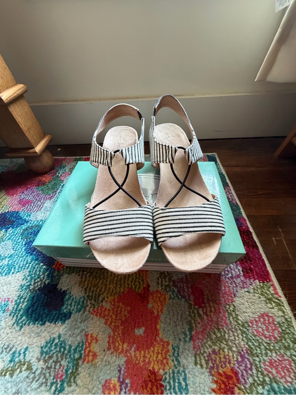 Abella Black and White Striped Women's Sandals